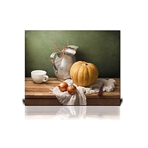 Canvas Wall Art - Still Life with Pumpkin and Onions - Oil Painting Style Giclee Print Gallery Wrap Modern Home Art Ready to Hang - 12" x 18"