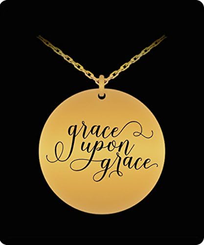 Necklace with Pendent Chain Laser Engraved - Grace upon Grace by Tech Fashion (Golden)