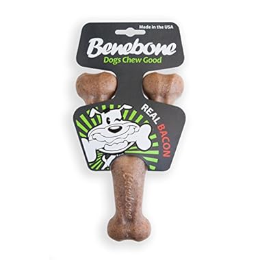 Benebone Wishbone Durable Dog Chew Toy for Aggressive Chewers, Made in USA, Medium, Real Bacon Flavor