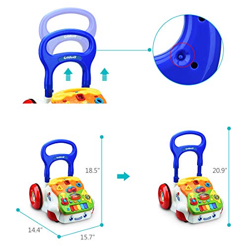 Forstart Sit-to-Stand Learning Walker Push and Pull Activity Center Music and Light Adjustable-Height Early Dvelopment Toys for 6 Months to 3 Years Old