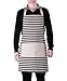 GYBest Cotton Canvas Women's Apron with Convenient Pocket Durable Stripe Kitchen and Cooking Apron for Women/Men Professional Stripe Chef Apron for Cooking, Grill and Baking (black and white)