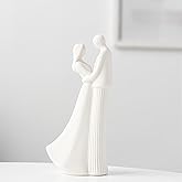 JXCBXJ Romantic Couple Sculpture,Hugging Couple Ceramics Statues,Home Decor Modern Romantic Love Statue,for Office Bookshelf Desktop Decorations.Gifts. (White)