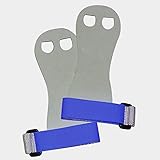 Beginner Soft Hook and Loop Gymnastics Grips. Youth Gymnastic Hand Grip. (White/Blue, Small)