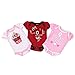 Ohio State Buckeyes Baby Clothes Hearts Onesie 3 Pack - 12 Months - pink red white