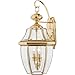 Quoizel Newbury Outdoor Wall Lantern, 20 Inch 2-Light Polished Brass Wall Sconce, French Country Exterior Wall Lantern Fixture, E12 Base, Clear Glass, Outside Lights for Patio, Porch, Garage or Yard