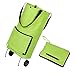 Dewsshine Collapsible Trolley Bags Folding Shopping Cart Reusable Grocery Bags with Wheels for Women Kids (Green)