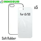 5 x Apple iPhone 5/5S-Rubber-black - blank dye case + inserts for dye Sublimation phone cover / blank Printable case, Made by INNOSUB™ USA