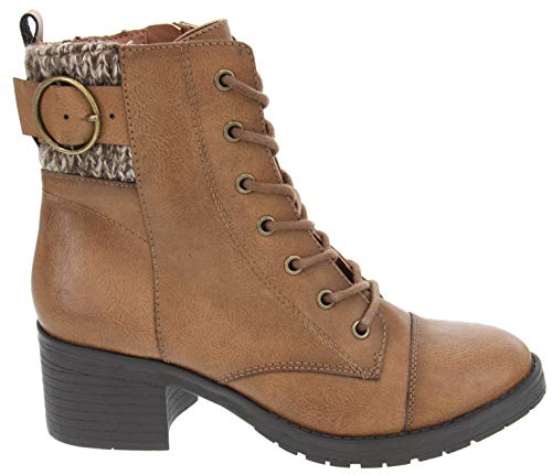 Sugar Women's Kiki Dress Block Heel Ankle Boot Ladies Side Zipper Bootie Brown w/Sweater 10