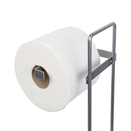 Modern Style Toilet Paper Reserve Holder with Dispenser - Beautiful Chrome Finish – Hold 4 Tissue Rolls – No Assembly Required - Heavy Gauge Wire – Free Standing Bathroom Storage Accessory