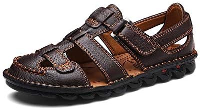 Zfl-flsmlx Sandals for Men Leather Outdoor Men's Sandals Casual