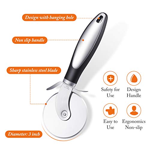 3 Pieces Pizza Cutter set Pizza Cutter Wheel Rocker Blade with Cover