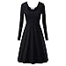 MsBasic Women Simple Designed Long Sleeve Round Neck Casual Flared Midi Dress Medium Black