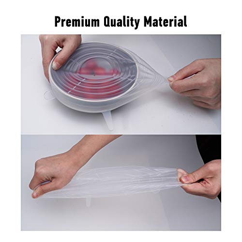 Silicone Stretch Lids 12-Pack, Food Grade Reusable Food and Bowl Covers, No More Plastic Wraps