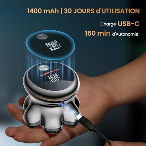 MAXGROOM 2026 Pro Men's Skull Electric Shaver, Silver Edition, 7D Magnetic Head, 8800RPM Motor, Battery Life 140 Mins, USB-C Charging, IPX7 Waterproof, Dry or Wet Shave (Silver)