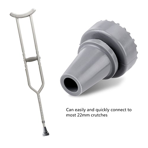 Crutch Tips Anti-Skid and Wear-Resisting Crutch Tips, High Performance Rubber 360 Degree Swing Tips, Large,7/8 inch (22 mm),Gray