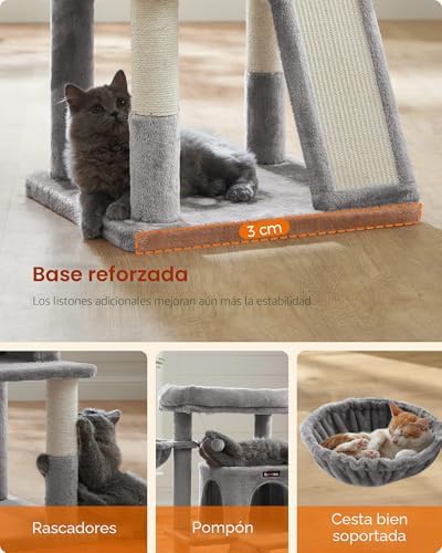 Árbol de Gatos, Torre para Gatos Grandes, Gris Claro PCT51W