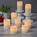 Cream Wax Flameless Pillar Candles with Warm White LEDs, Battery Operated, Assorted Sizes, Remote and Batteries Included - Set of 8