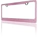 BLVD-LPF OBEY YOUR LUXURY Popular Bling 7 Row Pink Color Crystal Metal Chrome License Plate Frame with Screw Caps - 1 Frame