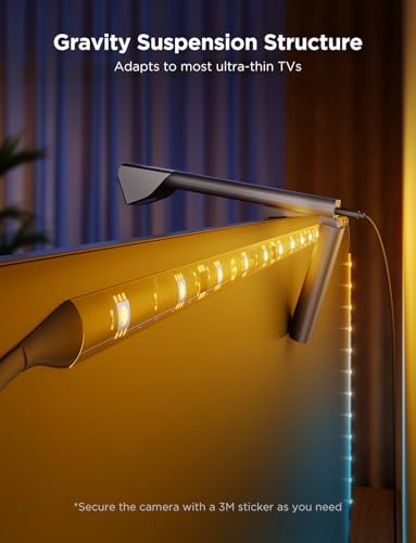 Govee TV Backlight 3 Lite with Fish-Eye Correction Function Sync to 55-65 Inch TVs, 3.6m RGBICW Wi-Fi TV LED Backlight with Camera, 4 Colours in 1 Lamp Bead, Voice and APP Control, Adapter