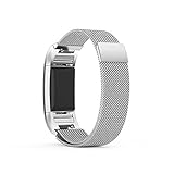 Fitbit Charge 2 Metal Band Silver, Ztotop Accessories Milanese Loop Stainless Steel Metal Bracelet Strap with Unique Magnet Lock for Fitbit Charge 2 HR 6.5