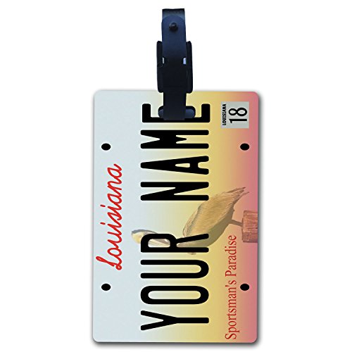 BleuReign(TM Personalized Custom Name State License Plate Luggage Tag with Strap All States Available