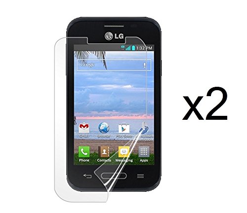 LG Optimus Fuel L34C / LG Optimus Zone 2 VS415 - 2 Pack - Premium Clear Screen Protectors and Atom LED