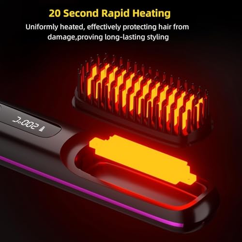 Go Brush Pro, Cordless Hair Straightener Brush, Portable Rechargeable Heated Styling Brushes Rechargeable Heated Styling Brushes (1)