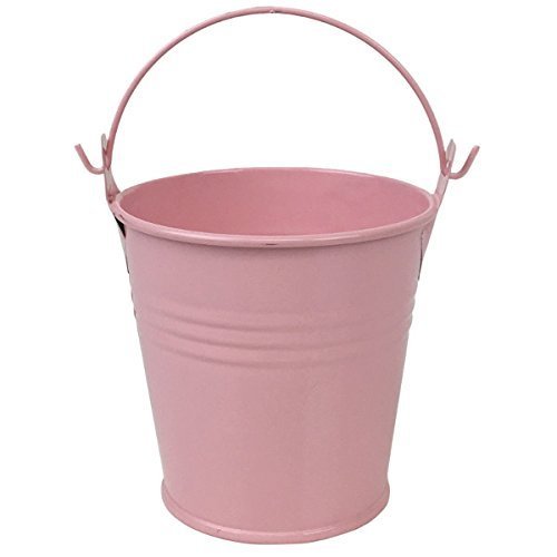 Just Artifacts Mini 3"H Metal Crayon/Pencil Holder Favor Bucket Pail (6pcs, Light Pink) - Metal Favor Buckets and Craft Supply Holders for School, Birthday Parties and Events!