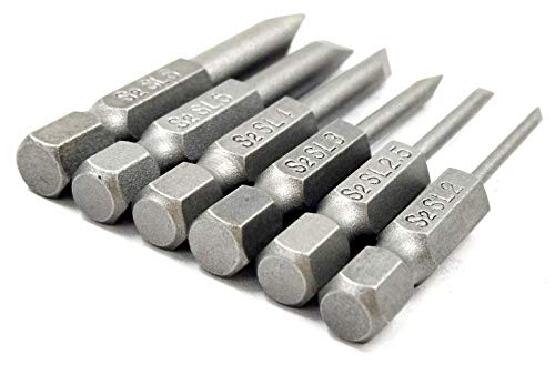 LONKER 6pcs 50mm 2.0-6.0mm Flat Head Slotted Tip Screwdrivers Bits Set
