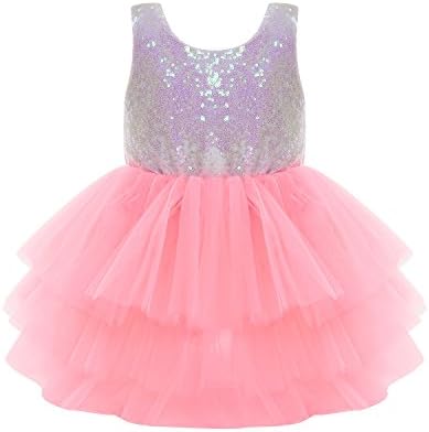 Calsunbaby Infant Newborn Baby Girls Sequins Lace Princess Dresses Tutu Partywear for Christmas/New Year (Pink, tag: 80/6-12 Months)