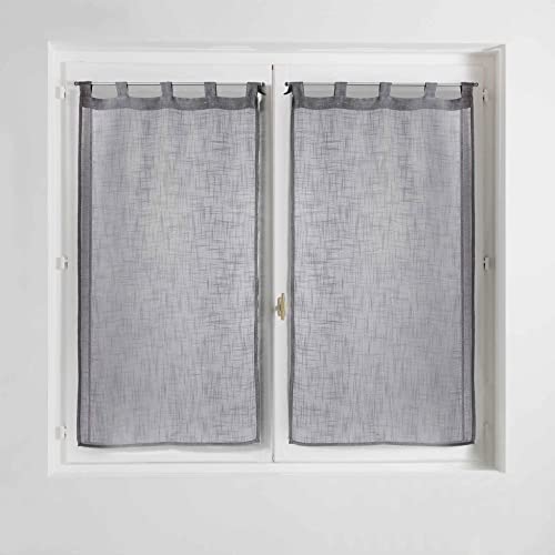 Douceur dInterieur Haltona Rechte paar lussen, linnenlook, geweven, Haltona, polyester, grijs, 120 x 60 cm