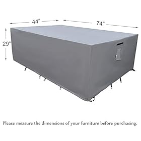 SERHOM Patio Furniture Covers, Waterproof Anti-UV 600D Heavy Duty Durable Table Cover for Outdoor Dining Table, Grey… 41rQuwb0TyL