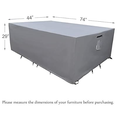 SERHOM Patio Furniture Covers, Waterproof Anti-UV 600D Heavy Duty Durable Table Cover for Outdoor Dining Table, Grey… 41rQuwb0TyL