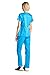 Junior style-Tab Waist Wrap Top & Unisex Multi-Pocket Pants Teal Green S