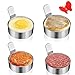 Yubng Egg Rings, 4 Pack Stainless Steel Frying Egg Mold, Egg Cooking Rings for Pancake(4 pack stainless steel+1 Pack Butterfly Anti-Scalding Silicone)
