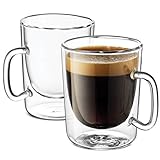 Luigi Bormioli Double Walled Glass Coffee Mugs - 10¼ Ounce (2 Pack) Double wall glass Insulated Espresso Cups for Cappucino, Latte, Perfect Tea Glasses Keeps Hot - Cold Beverages, Oven -Microwave safe