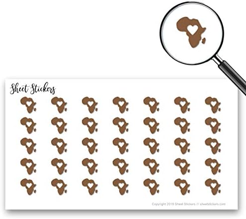 Love Africa Love-Africa Heart Charity African, Sticker Sheet 88 Bullet Stickers for Journal Planner Scrapbooks Bujo and Crafts, Item 91543