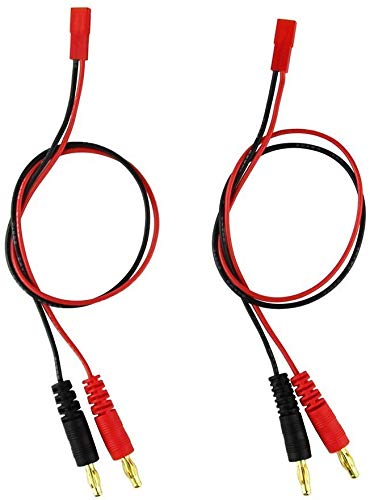 FY RC 2-Pack 4mm 4.0mm Male Banana Plug Connector Charge Lead to JST 20awg Soft Silicon Charging Cable Wire 30cm Lipo Parts for RC (jst charging cable) — image 1