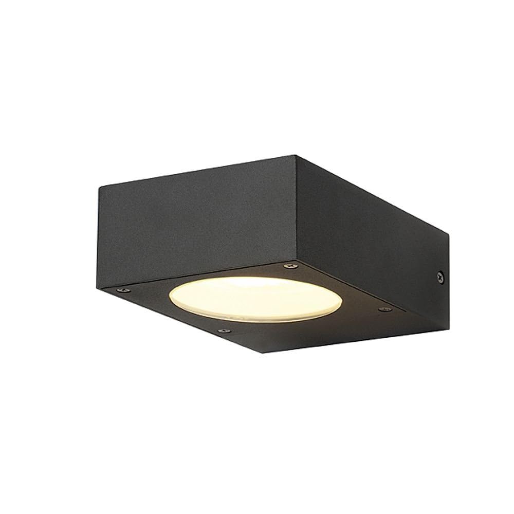 SLV Surface-Mounted Wall Light QUADRASYL WL 15 / Illumination for Walls, Paths, entrances, LED Outdoor spot, Surface-Mounted Outdoor Light, Garden lamp / GX53 IP44 11W Anthracite