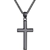 Ursteel S925 Sterling Silver Cross Pendant for Men, 16-30 Inch Box Chain Necklace for Men