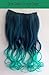 X&Y ANGEL -New Two Tone One Piece Long Curl/curly/wavy Synthetic Thick Hair Extension Clip-on Hairpieces 26 Colors (dark turquoise to light turquoise)