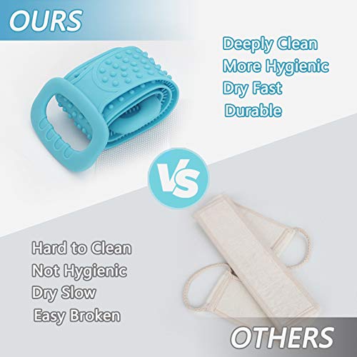 Bath Body Brush, cshare Silicone Back Scrubber for Shower for Men Women Exfoliating, Comfortable Massage Back Washer for Shower, Eco Friendly Hygienic Skin Health Washer (Green)