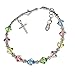 Precious Pieces Children's Sterling Silver First Communion Rosary Bracelet with High-end Crystals and Cross for Girls (6-6.5
