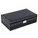 BEWISHOME Watch Jewelry Box 8 Watch Organizer 3 Grids for Jewelry Display Storage Men Woman Watch Case with Mirror and Metal Hinge Black PU Leather SSH05B