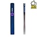 Top Grade Japanese Natural Wood Chopsticks, 1 Pair with Case, Reusable Classic Style, Value Gift Set(Blue)