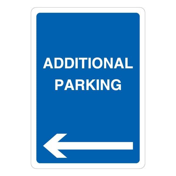 Vsafety Additional Parking - Arrow Left 297 x 210 2mm Rigid Plastic Safety Sign