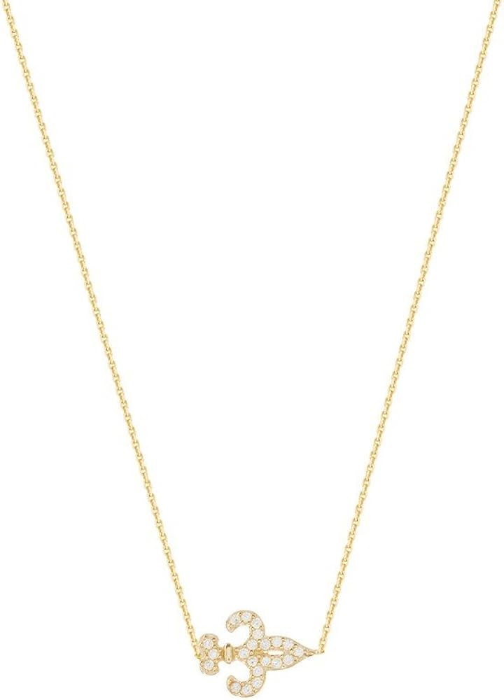 Sterling Silber Gelb Vergoldet Zirkonia side-ways Mini Fleur Di Lis