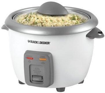 Black & Decker Rice Cooker 6 Cups Of Cooked Rice White Base With Gray Accents
