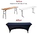 Banquet Tables Pro Black Spandex Cover for 18 x 72 Rectangular 18 x 6ft Narrow Training Tables Open Back
