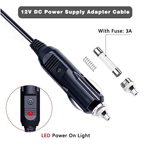 DC 5.5 x 2.1mm/4.0mm x1.7mm Car Charger Connector Cord 12V- 24V Cigarette Lighter Power Supply Adapter Charger Cable for Car Truck Bus Van Boat - Black - Thumbnail 3
